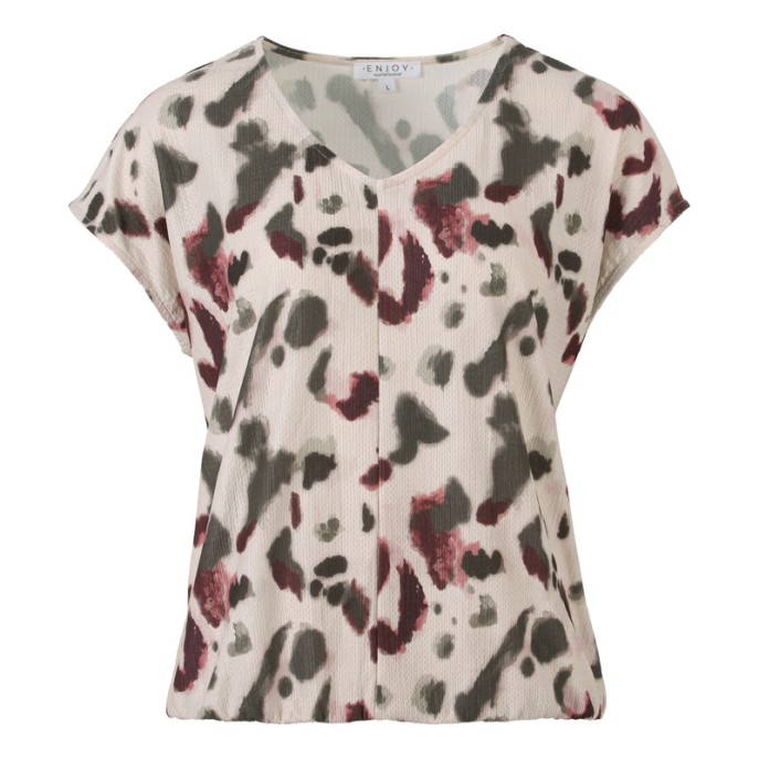 Enjoy Blouson shirt vhals print Beige army port